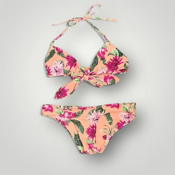 Tori Praver | Seafoam Bikini Two Piece Floral Wrap Around Cheeky - Picture 1 of 15